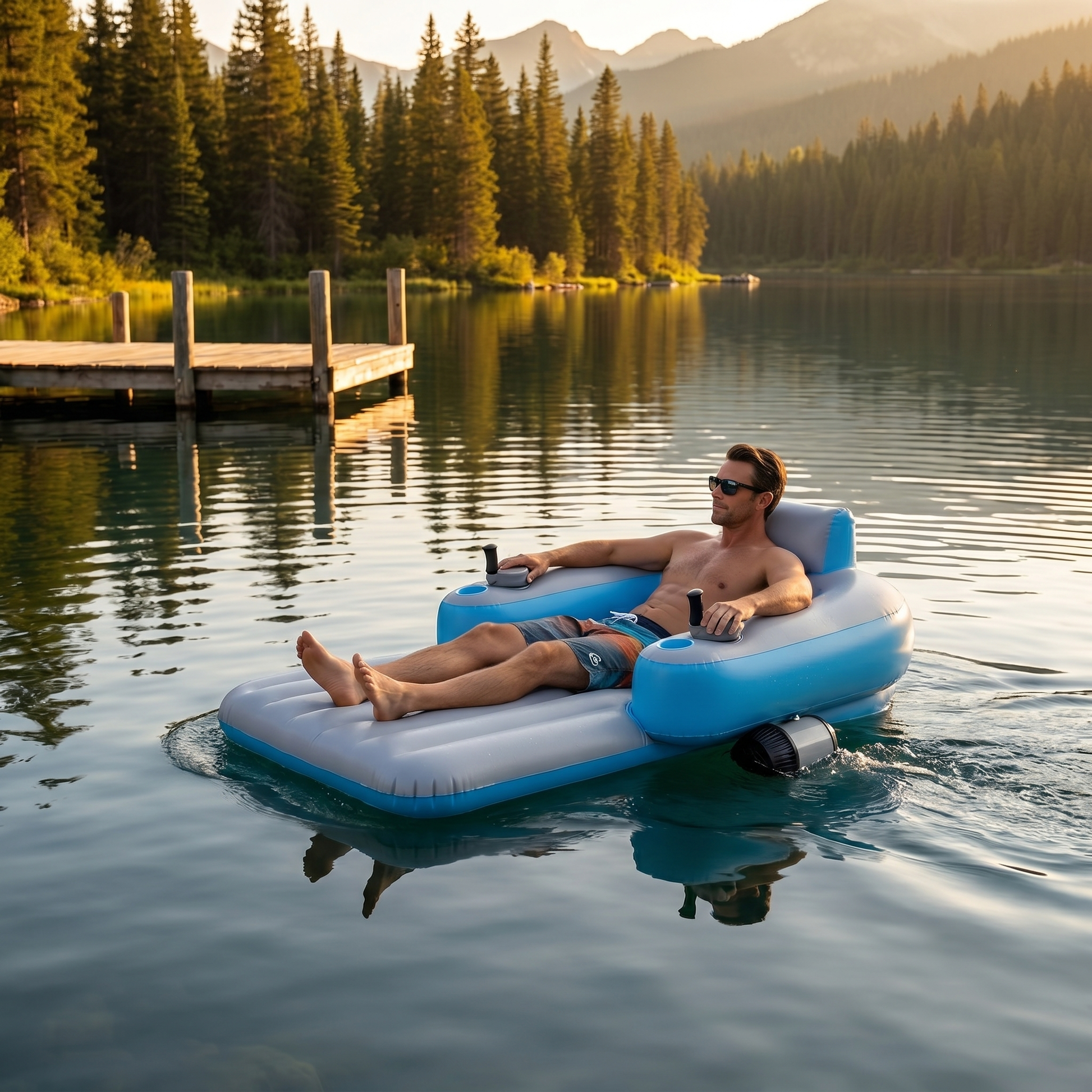 Golden hour lake cruising